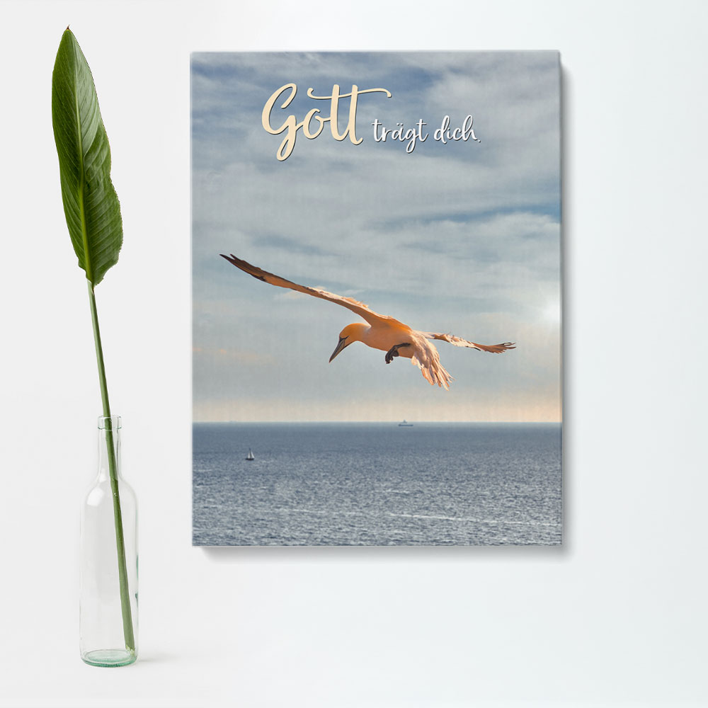 Hauptmotiv Leinwandbild - Gott trägt dich - mit Pflanze