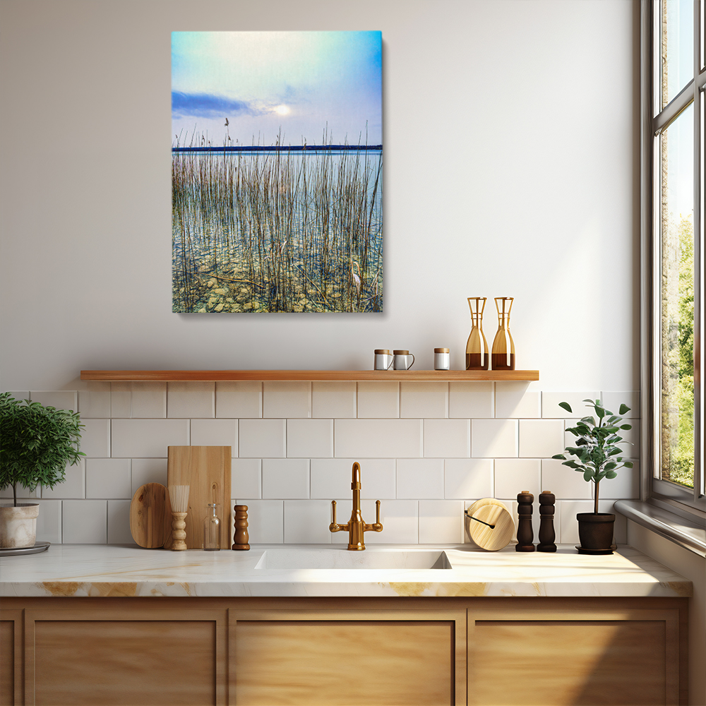 Christliches Leinwandbild Zu stillen Wassern in der Küche