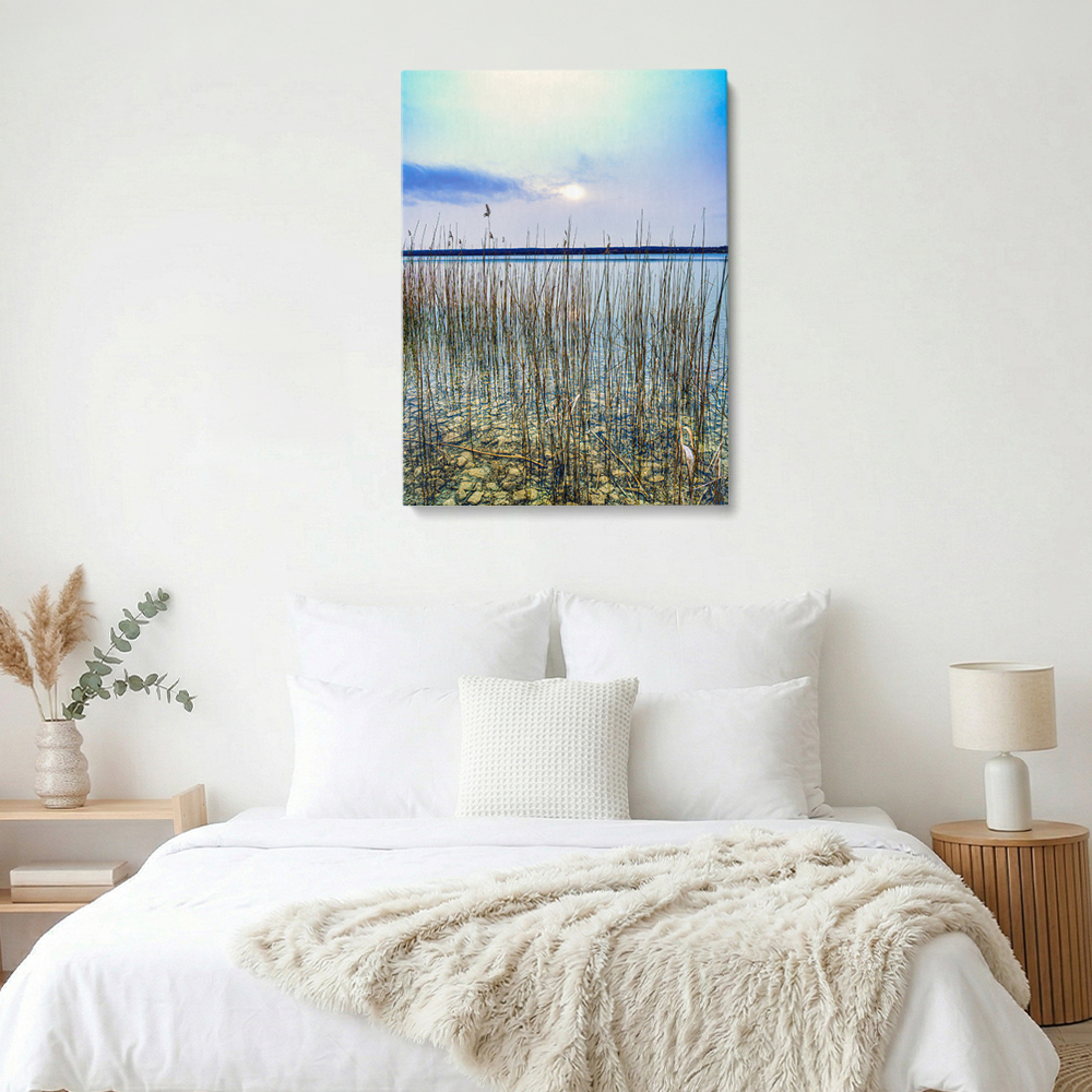 Christliches Leinwandbild Zu stillen Wassern im Schlafzimmer