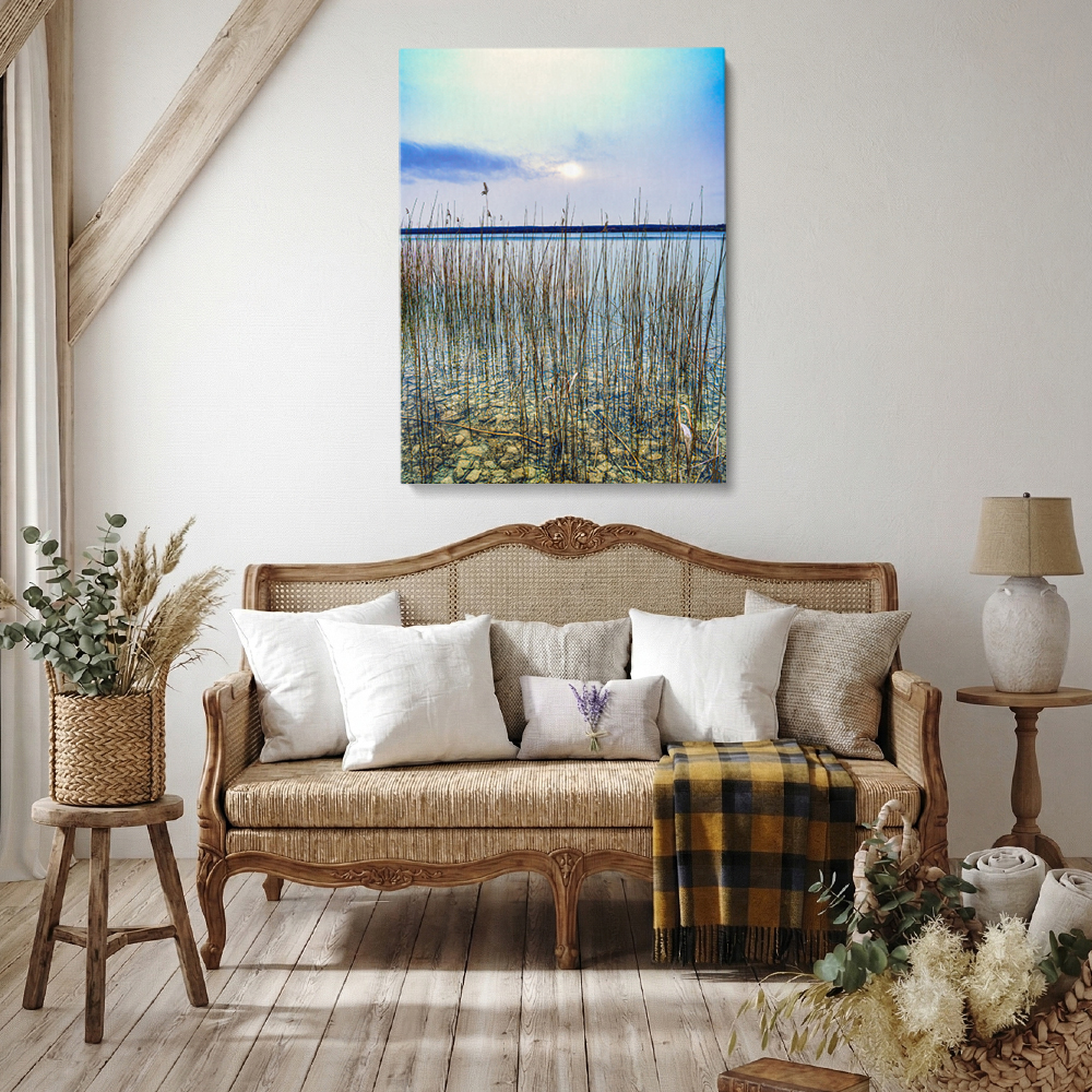 Christliches Leinwandbild Zu stillen Wassern im Wohnzimmer